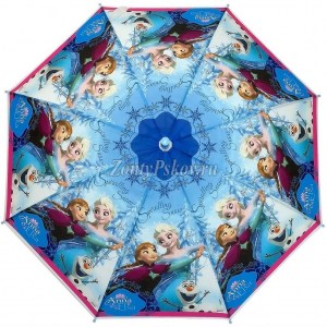 Зонт голубой детский Холодное сердце, Rainproof, полуавтомат, арт.2036